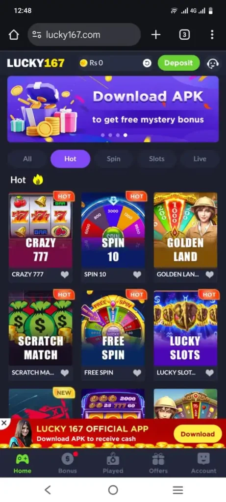 Lucky 167 Game