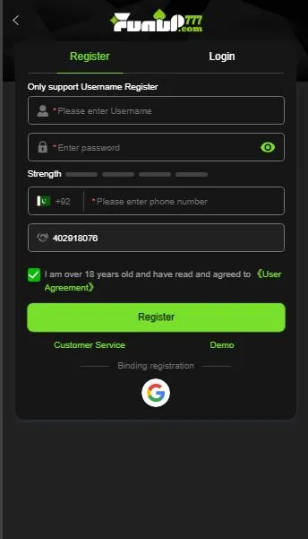Funup777 Register