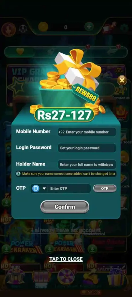 Lucky PK 777 Register