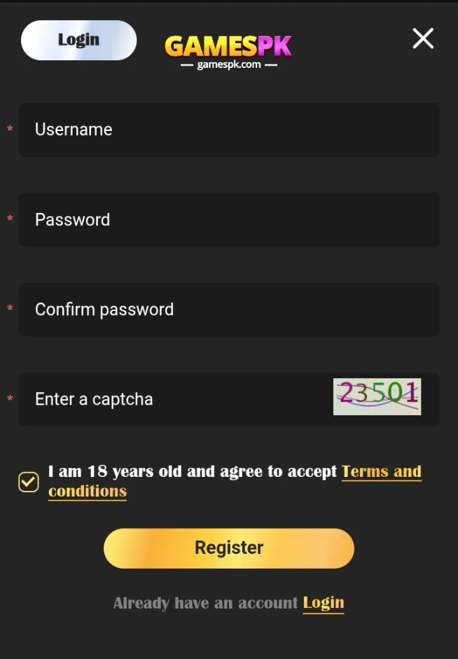GamesPK Login APP